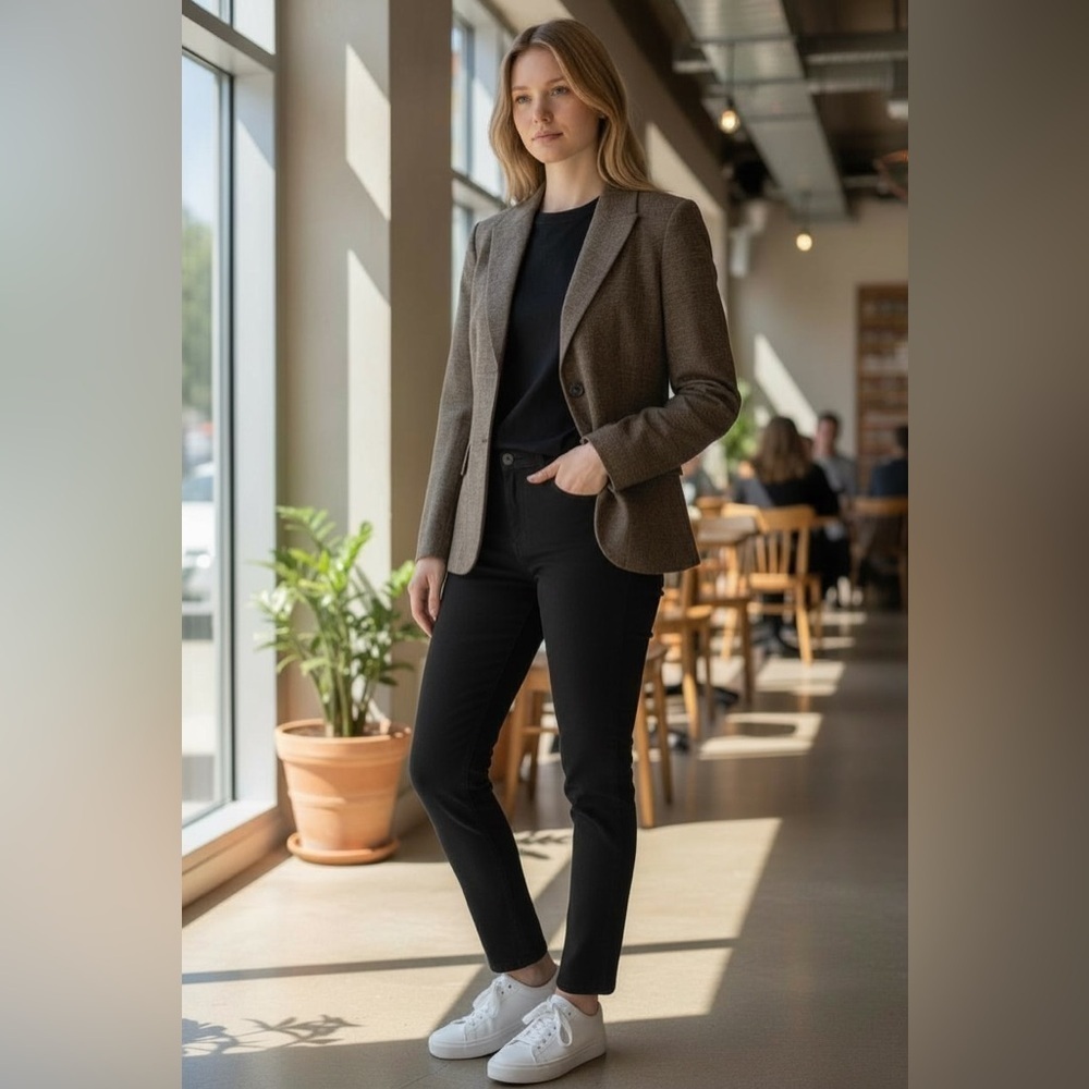 Mexx Checkered Brown Blazer - Size 4